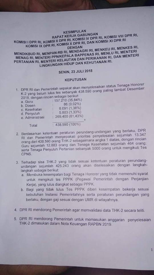 5 Keputusan Penting Hasil Rapat Gabungan DPR RI dan Pemerintah 23 Juli 2018