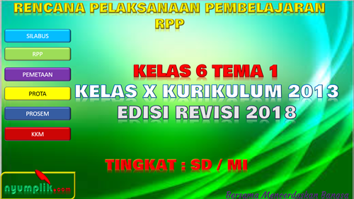 Download RPP K13 Kelas 6 Semester 1 Revisi 2018 Tema 1