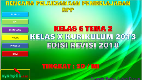 Download RPP K13 Kelas 6 Semester 1 Revisi 2018 Tema 2