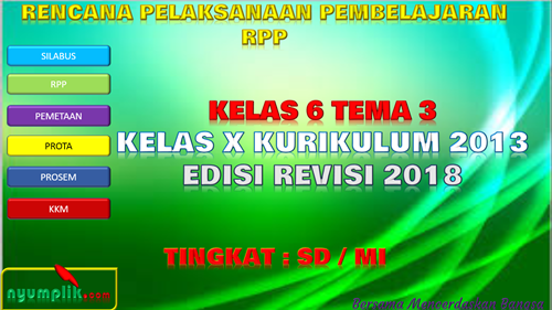 Download RPP K13 Kelas 6 Semester 1 Revisi 2018 Tema 3