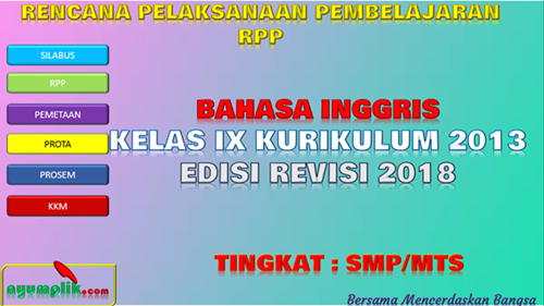 RPP Bahasa Inggris Kelas 9 K13 Revisi 2018 Semester 1