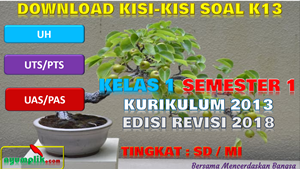 Kisi-Kisi Soal UH, PTS, PAS K13 Kelas 1