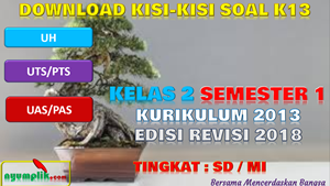 Kisi-Kisi Soal UH, PTS, PAS K13 Kelas 2