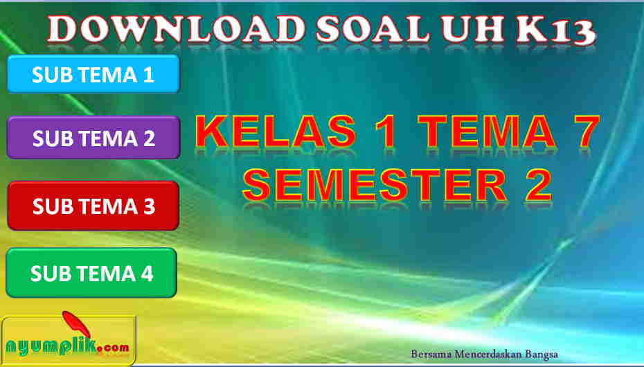 Download Soal Ulangan Harian Kelas 1 Tema 7