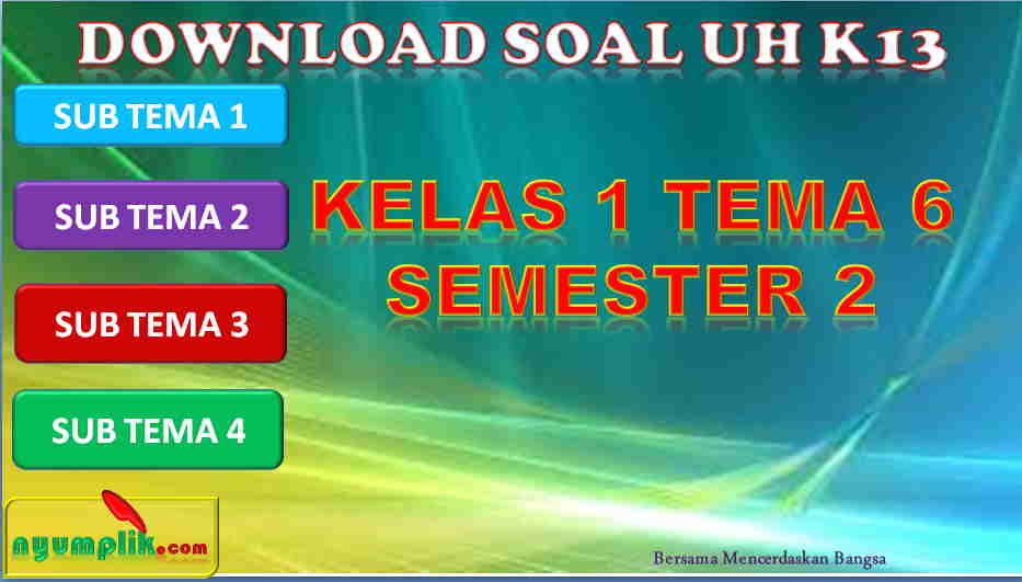 Download Soal Ulangan Harian Kelas 1 Tema 6