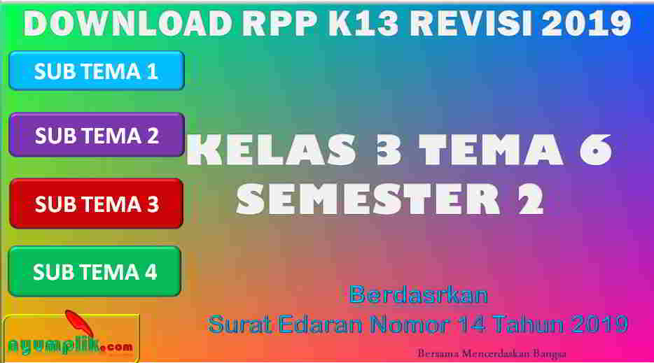 RPP 1 Lembar SD/MI Kelas 3 Semester 2 Tema 6