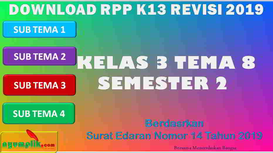 RPP 1 Lembar SD/MI Kelas 3 Semester 2 Tema 8