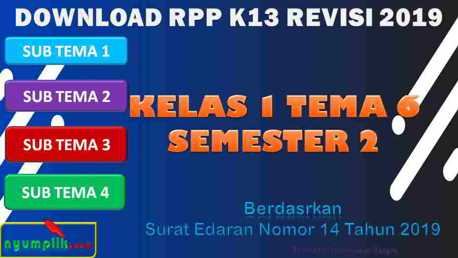 RPP 1 Lembar SD/MI Kelas 1 Semester 2 Tema 6