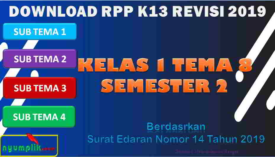 RPP 1 Lembar SD/MI Kelas 1 Semester 2 Tema 8