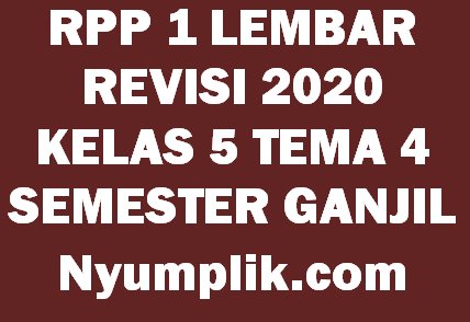 Download RPP 1 Lembar Kelas 5 Semester 1 Tema 4 Format Terbaru