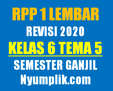 Download RPP 1 Lembar Kelas 6 Semester 1 Tema 5 Format Terbaru